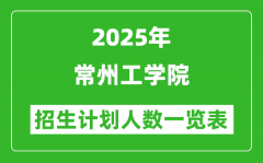 2025年常州工學(xué)院在各省招生計(jì)劃人數(shù)一覽表