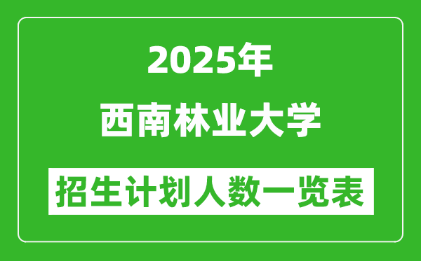 2025年西南林業(yè)大學(xué)在各省招生計劃人數(shù)一覽表