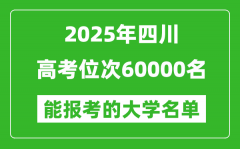 2025四川高考位次60000名能報考什么大學？附能上大學名單