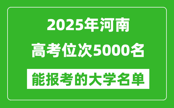 2025河南高考位次5000名能報考什么大學？附能上大學名單
