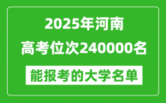 2025河南高考位次240000名能報(bào)考什么大學(xué)？附能上大學(xué)名單