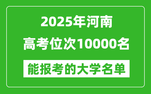 2025河南高考位次10000名能報(bào)考什么大學(xué)？附能上大學(xué)名單