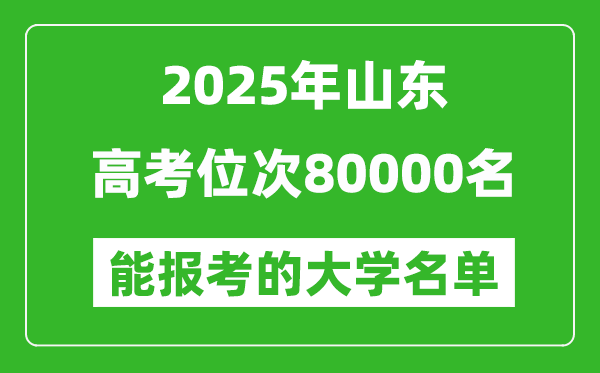 2025山東高考位次80000名能報考什么大學(xué)？附能上大學(xué)名單