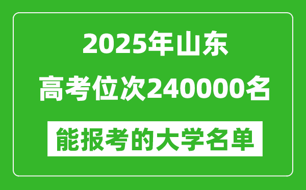 2025山東高考位次240000名能報考什么大學(xué)？附能上大學(xué)名單