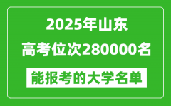 2025山東高考位次280000名能報考什么大學(xué)？附能上大學(xué)名單