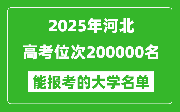 2025河北高考位次200000名能報考什么大學？附能上大學名單