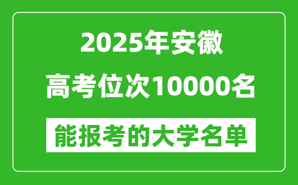 2025安徽高考位次10000名能報考什么大學(xué)？附能上大學(xué)名單