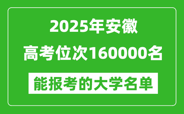 2025安徽高考位次160000名能報(bào)考什么大學(xué)？附能上大學(xué)名單