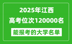 2025江西高考位次120000名能報(bào)考什么大學(xué)？附能上大學(xué)名單