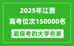 2025江西高考位次150000名能報(bào)考什么大學(xué)？附能上大學(xué)名單