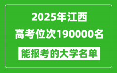 2025江西高考位次190000名能報(bào)考什么大學(xué)？附能上大學(xué)名單