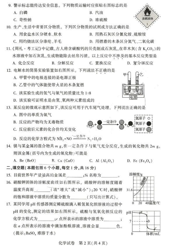 2025年商丘中考化學試卷真題及答案解析(考后更新)