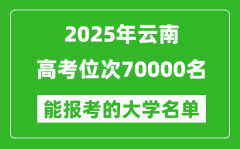 2025云南高考位次70000名能報(bào)考什么大學(xué)？附能上大學(xué)名單