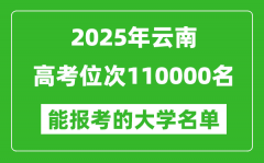 2025云南高考位次110000名能報(bào)考什么大學(xué)？附能上大學(xué)名單