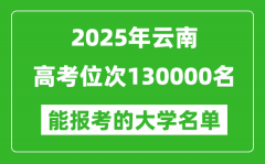 2025云南高考位次130000名能報(bào)考什么大學(xué)？附能上大學(xué)名單