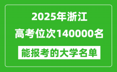 2025浙江高考位次140000名能報(bào)考什么大學(xué)？附能上大學(xué)名單
