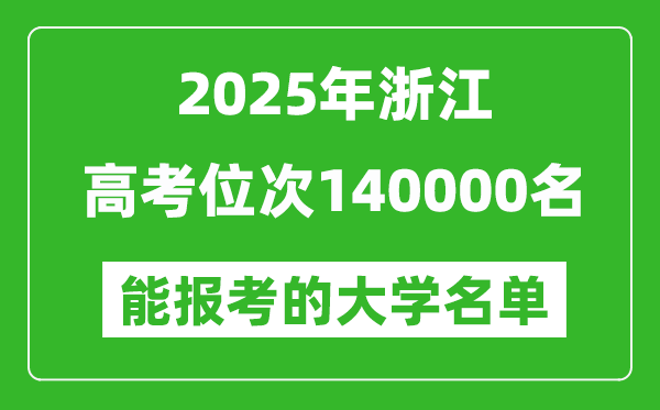 2025浙江高考位次140000名能報考什么大學(xué)？附能上大學(xué)名單