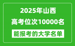 2025山西高考位次10000名能報(bào)考什么大學(xué)？附能上大學(xué)名單