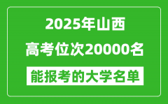2025山西高考位次20000名能報(bào)考什么大學(xué)？附能上大學(xué)名單
