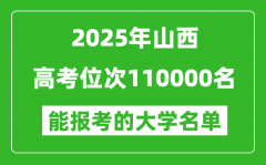2025山西高考位次110000名能報(bào)考什么大學(xué)？附能上大學(xué)名單