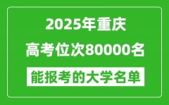 2025重慶高考位次80000名能報(bào)考什么大學(xué)？附能上大學(xué)名單