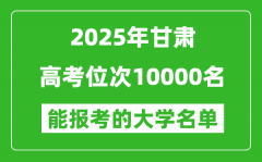 2025甘肅高考位次10000名能報(bào)考什么大學(xué)？附能上大學(xué)名單