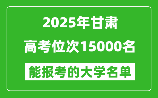 2025甘肅高考位次15000名能報(bào)考什么大學(xué)？附能上大學(xué)名單