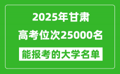 2025甘肅高考位次25000名能報(bào)考什么大學(xué)？附能上大學(xué)名單