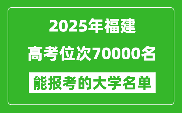 2025福建高考位次70000名能報考什么大學(xué)？附能上大學(xué)名單