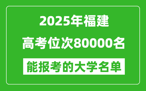 2025福建高考位次80000名能報考什么大學？附能上大學名單