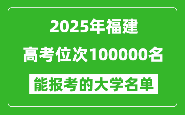 2025福建高考位次100000名能報考什么大學？附能上大學名單