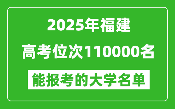 2025福建高考位次110000名能報考什么大學？附能上大學名單