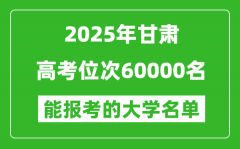 2025甘肅高考位次60000名能報(bào)考什么大學(xué)？附能上大學(xué)名單