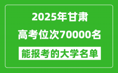 2025甘肅高考位次70000名能報(bào)考什么大學(xué)？附能上大學(xué)名單