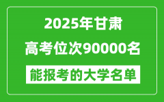 2025甘肅高考位次90000名能報(bào)考什么大學(xué)？附能上大學(xué)名單