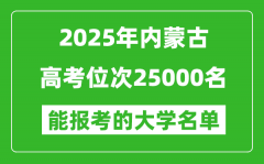 2025內(nèi)蒙古高考位次25000名能報(bào)考什么大學(xué)？附能上大學(xué)名單