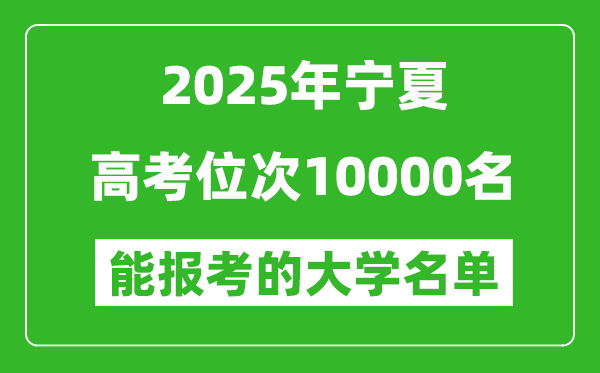 2025寧夏高考位次10000名能報(bào)考什么大學(xué)？附能上大學(xué)名單