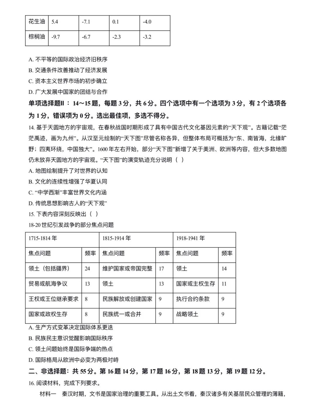 2025年海南高考歷史試卷真題及答案解析(完整版)