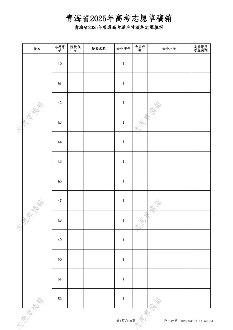 2025青海高考志愿填報表范本模板,附志愿樣表及填報技巧