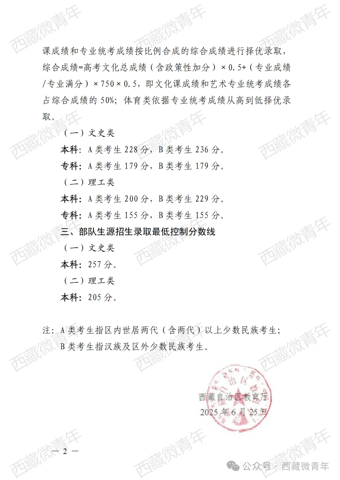 2025年西藏高考各批次分?jǐn)?shù)線匯總（含一本,二本,?？品?jǐn)?shù)線）